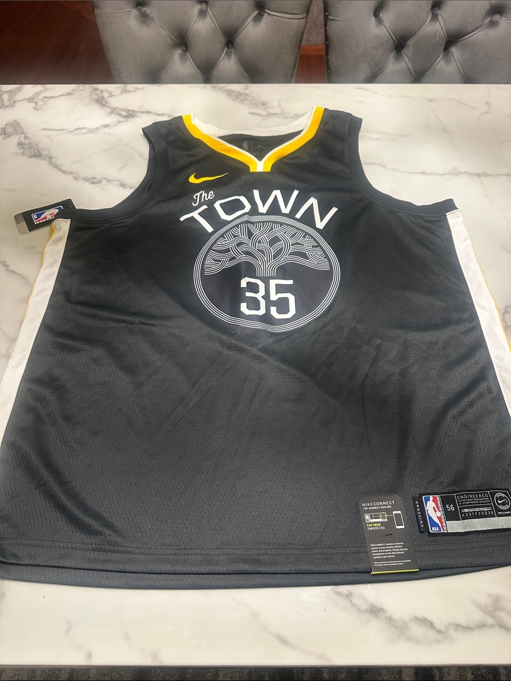 Nike Black and Yellow 'The Town' #35 KD Basketball Jersey